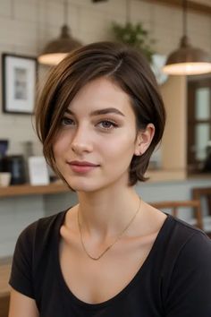 Bob Haircut For Long Face Shape, Korea Short Hairstyle, Bobs Thick Hair, Bobcut Hairstyles Short, Long Pixie Hair, Long Pixie Bob, Short Hair Model, Messy Bob Hairstyles, Thick Hair Cuts