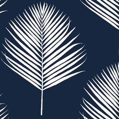 Maui Midnight Blue and White Blue And White Wallpaper, Palm Wallpaper, Lillian August, Glam Bedroom, Palm Leaves Pattern, Fresh Color, Botanical Wallpaper, Color Story, Coastal Blue