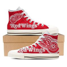 Detroit Red Wings Mens High Top Sneakers High Top Easy 30 day return policy Mens High Top Sneakers, Sneakers High Top, Men's High Top Sneakers, Mens High Tops, Detroit Red Wings, Red Shirt, Red Wings, Custom Shoes, Converse High Top Sneaker