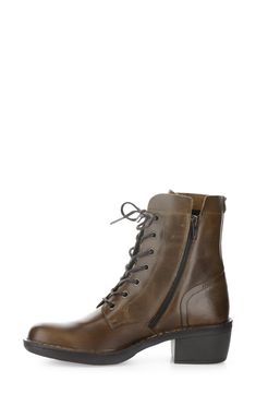 The perfect meld of classic style and contemporary comfort, this burnished-leather lace-up boot has an easy-on and easy-off side-zip closure. 1 3/4" heel; 1/2" platform (size 39) 6 1/2" shaft Lace-up style; side zip closure Removable insole Leather upper/textile lining/rubber sole Made in Portugal Women's Shoes Classic Leather Boots With Front Lace-up, Leather Lace-up Platform Boots With Zipper, Leather Lace-up Platform Boots With Zipper Closure, Leather Platform Boots With Zipper Closure, Leather High Ankle Moto Boots With Lace-up Fastening, Leather High Ankle Moto Boots With Front Lace-up, Leather Lace-up Boots With Zipper Closure, Rugged Leather Moto Boots With Zipper Closure, Leather High-top Moto Boots With Zipper