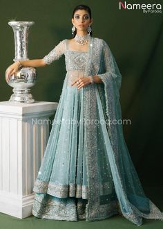 Pakistani Bridal Dress Pishwas With Sharara, Bridal Sharara Designs, Bridal Pishwas, Bridal Sharara, Silk Sharara, Grey Lehenga, Bridal Anarkali, Desi Clothing, Desi Fits