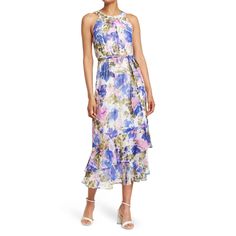 Calvin Klein Floral High Neck Maxi Dress Ruffle Bottom Womens Size 12 New With Tag Model Wear The Dress With A Belt. Belt Not Included Update Your Signature Wardrobe With This Stylish And Chic Halter Maxi Dress That Is Finished With An All-Over Floral Print. Halter Neck Sleeveless Back Keyhole Closure Fluttery Hem Floral Print Woven 100% Polyester Dry Clean Zr6 5146 High Neck Maxi Dress, Maxi Dress Collection, Tahari Dress, Midi Shift Dress, Halter Maxi Dress, Halter Maxi, Tea Length Dresses, Halter Maxi Dresses, Rachel Roy