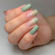 Mint Nails, Bridesmaids Nails, Gold Glitter Nails