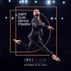 a man in a suit is dancing on stage with the caption saint louis dance theatre