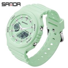 Color: Matcha green Cold Water Shower, Casual Watches Women, Mens Sport Watches, Mirror Acrylic, Acrylic Mirror, Sports Watch, Garmin Watch, Stainless Steel Watch, Digital Watch