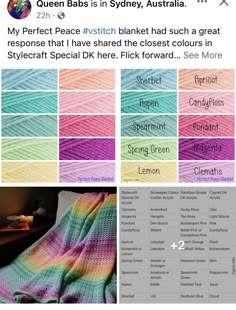 an image of a crocheted blanket with different colors on it and the words queen babs in sydney, australia