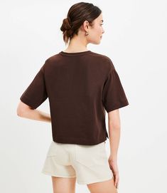 Easy Shape, Petite Tops, Jersey Tee, Effortless Style, Fabric Care, Sweater Top, Round Neck, Loft, Short Sleeves