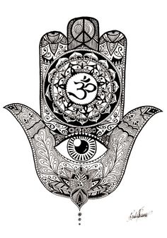 an image of a hamsah with the symbol omen in it's center