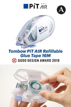 an advertisement for the tombow ptt air refillable glue tape