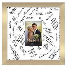 an image of a couple in their wedding day with words all over the frame and around them