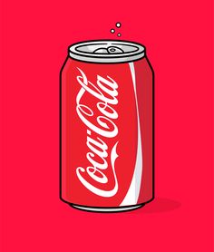 a can of coca cola on a red background