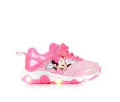 Disney Pink Round Toe Sneakers, Pink Disney Sneakers With Round Toe, Pink Minnie Mouse Low-top Sneakers, Disney Toddler, Girls Disney, Disney Shoes, Light Up Shoes, Twinkling Lights, Her World