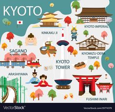 an illustrated map of tokyo japan with all the major attractions and places to see in it