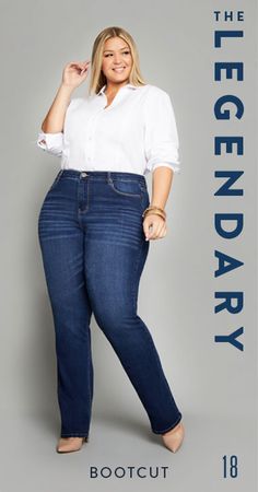 Plus Size Denim Jeans & Skirts | Ashley Stewart How To Wear Jeans To Work, Jean Collection, Big Size Fashion, Chubby Fashion, Plus Size Denim, Older Women Fashion, Moda Jeans