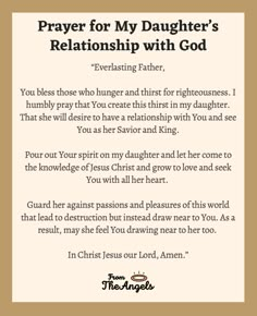 a prayer for my daughter's relationship with god on the front and back cover