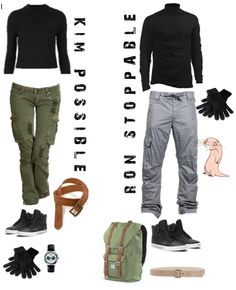 an assortment of clothing and accessories including shoes, backpacks, gloves and handbags