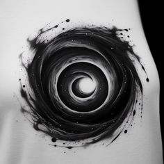 an abstract black and white painting on the back of a woman's stomach