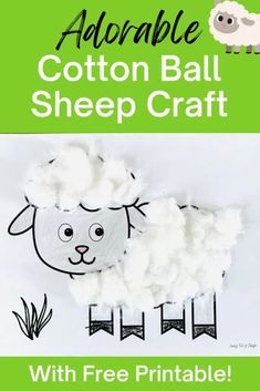 an adorable cotton ball sheep craft with free printable