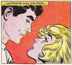 an image of a man and woman looking at each other with the caption'happiness was waiting '