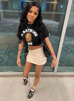 Khaki Skirt Outfits Black Women, Grad Bash Outfit Ideas, Summer Birthday Outfits, 16th Birthday Outfit, Teen Swag Outfits, Fasion Outfits, Swag Outfits For Girls