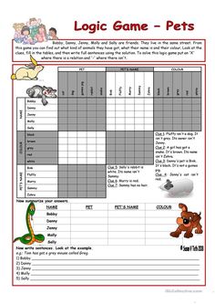 a printable worksheet for the game pets