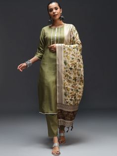 Designer Party Wear Readymade Salwar Suit  Processing Time : 7 Business Days Work : Embroidery Work Fabric:Top : Cotton Silk Blend Bottom : Cotton Silk Blend Dupatta : Printed Art Silk Color:Top : Olive Green Bottom : Olive Green Dupatta : Multi Color Green Dupatta, Printed Dupatta, Green Bottom, Printed Art, Pant Suit, Pants Design, Embroidery Work, Straight Pants, Salwar Suits