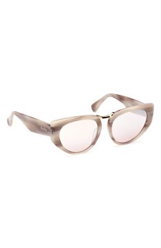 Shapely frames elevate stylish sunglasses with versatile appeal. 54mm lens width; 18mm bridge width; 140mm temple length 100% UV protection Acetate Imported Modern Acetate Cat Eye Sunglasses With Mirrored Lenses, Acetate Cat Eye Sunglasses With Mirrored Lenses, Cat-eye Sunglasses With Uv Protection In Acetate, Brown Mirror, Stylish Sunglasses, Max Mara, Cat Eye Sunglasses, Uv Protection, Cat Eye