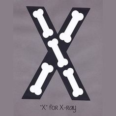 the letter x is made up of bones and crossbones on a gray background