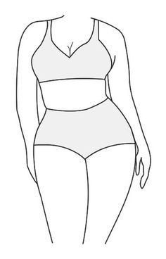 a line drawing of a woman in a bathing suit with her hands on her hips