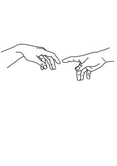 two hands reaching out towards each other with one hand pointing at the other's finger