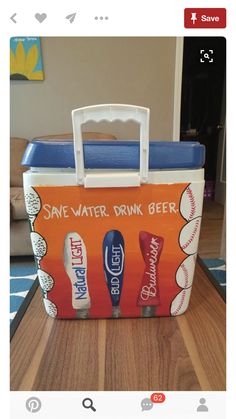 a cooler bag with some drinks on it