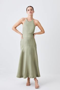 Linen Bridesmaid Dress, Latest Maxi Dresses, Dress Sage, Maxi Dress Collection, Linen Maxi Dress, Will You Be My Bridesmaid, Halterneck Dress, Be My Bridesmaid, Small Frame