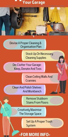 an info sheet describing how to clean your garage and what to use it for cleaning