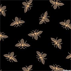 bees on black and gold background