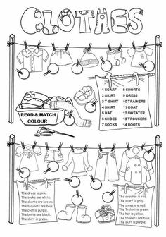 the clothes line is shown in black and white, with instructions for how to wear them