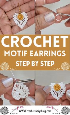 crochet motif earrings step by step