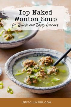 A bowl of clear soup with homemade meatballs and green onions.