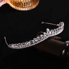 Fashion zircon bridal headdress women's birthday party Rhinestone crown Silver Crystal Wedding crown Double Quinceanera, Tiara Simple, Wedding Crown Hair, Crystal Wedding Crown, Crowns For Women, Wedding Hairstyles With Crown, Tiara Silver, Crystal Wedding Tiaras, Crystal Crown Wedding