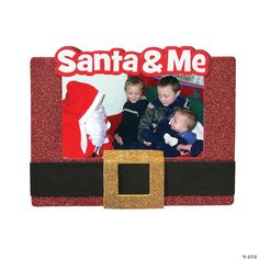 a santa and me frame with two children