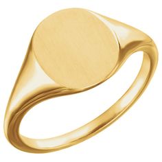 14K Yellow Gold Engravable Satin and Polished Signet Ring 14k Gold Signet Ring, Oval Signet Ring, Timeless Ring, Monogram Ring, Gold Signet Ring, Solid Gold Earrings, Initial Ring, Personalized Rings, Pinky Ring