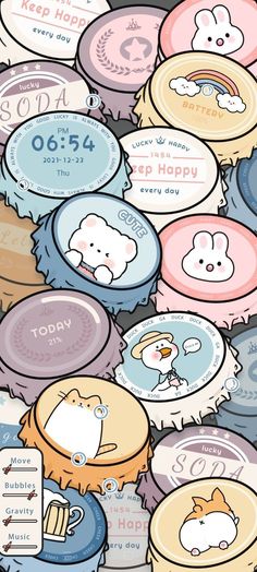 an image of many round badges with animals on them and the words happy birthday written below