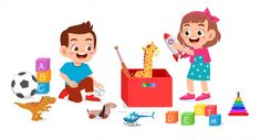 Toys Illustration, Kindergarten Clipart, Free Doodles, Vector People, Preschool Games