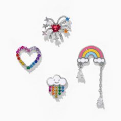 Trendy Jewelry For Pride Gifts, Cute Rainbow Jewelry For Pierced Ears, Fun Rainbow Jewelry For Pierced Ears, Rainbow Kawaii Jewelry For Gift, Trendy Rainbow Jewelry For Pride, Kawaii Multicolor Party Jewelry, Playful Rainbow Earrings, Fun Rainbow Earrings, Jewellery Sketches