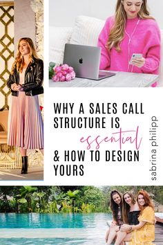 three women in pink sweaters and black boots with text overlay that reads why a sales call structure is essential & how to design yours