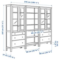 a drawing of a bookcase with drawers and shelves in it, measurements for the width