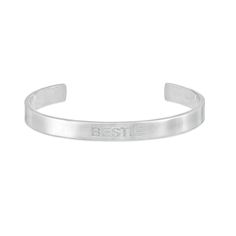 Bring your personality to this sleek cuff bracelet from Tailor + You™. Crafted in your choice of metal, this 6.0mm-wide design features a name or message - up to 12 characters in length - inscribed along the center. Choose from a polished or diamond-lined finish. Completing the design, a hidden message from you - up to 22 characters in length - is inscribed along the inside in the font you select. Ct. t.w. for the diamond option will vary based on your text. Buffed to a brilliant luster, this cu Silver Customizable Cuff Bangle Bracelet, Silver Customizable Cuff Bracelet, Modern Customizable Name Bracelet, Modern Customizable Silver Name Bracelet, Elegant Customizable Silver Bangle, Elegant Silver Cuff Bracelet Customizable, Classic Personalized Silver Cuff Bracelet, Hidden Message, A Name