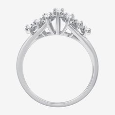 This women's cocktail ring is a sparkling beauty you'll love wearing for instant elegance. Made from Sterling Silver, it features an elaborate layered design prong set with 1 carat of round-cut Lab-Grown Diamonds. And it comes in a gift box making it a great gift idea for special occasions. Ring Style: Cocktail RingsFeatures: In A Gift BoxDiamond Clarity: I2-I3Setting: ProngStone Cut: RoundDiamond Color: G-HMetal Color: WhiteRing Gallery Height: 6.6mmRounded Carat Weight: 1 Ct. T.w.Band Width: … Cluster Cubic Zirconia Rings Fine Jewelry, Formal 14k White Gold Stackable Rings, Classic Cluster Cubic Zirconia Ring, Formal Diamond Crystal Open Ring, Formal Open Diamond Crystal Ring, Formal 14k White Gold Stackable Rings With Prong Setting, Fine Jewelry Prong Setting Cluster Promise Ring, Timeless Silver Ring With Marquise Cut, Cluster Diamond Ring With Vs Clarity For Promise