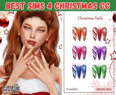 Cc Nails, Sims 4 Nails, Cute Christmas Presents, Christmas Eyeshadow, Sims 4 Piercings, Christmas City, Toddler Christmas Outfit, Sims 4 Family