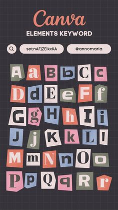 Canva elements keyword - Cut out Collage Lett Codes For Canva Elements, Canva Lettering Elements, Journal Canva Elements, Journal Ideas Canva, Letters Elements Canva, Collage Canvas Ideas, Journal Canva Ideas, Canva Keywords Elements Letters, Canva Cool Elements