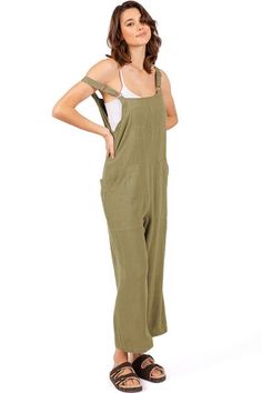 Lana Roux Crop Wide-Leg Linen Jumpsuit – Pink Ice Summer Loungewear Overalls With Pockets, Summer Overalls With Pockets For Loungewear, Summer Overalls With Adjustable Straps, Summer Overalls With Adjustable Straps And Relaxed Fit, Solid Color Linen Jumpsuits And Rompers For Summer, Linen Jumpsuits And Rompers For Summer, Casual Linen Jumpsuits And Rompers For Loungewear, Relaxed Fit Vacation Overalls With Pockets, Relaxed Fit Overalls With Pockets For Vacation